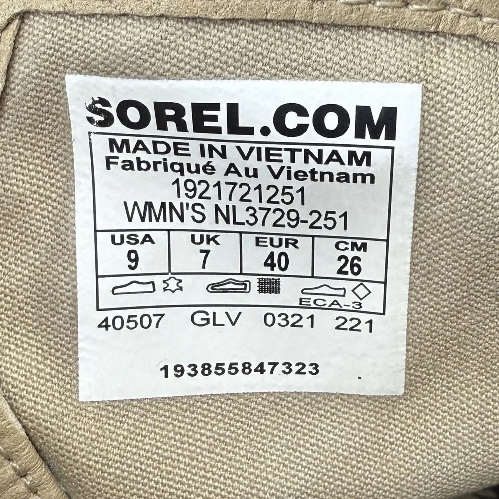 Womens Sorel Harlow Conquest Tan Leather WP Wedge Ankle Boots Size 9